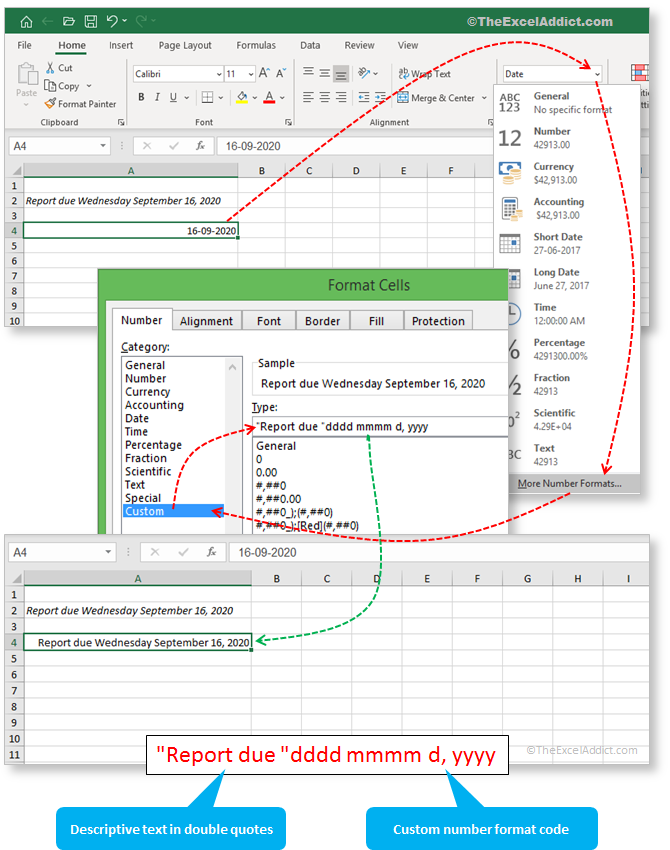 Add Descriptive Text To Custom Number Formats in Microsoft Excel 2007 2010 2013 2016 2019 365