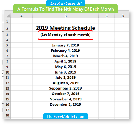 A Formula To Find The Nth Nday Of Each Month