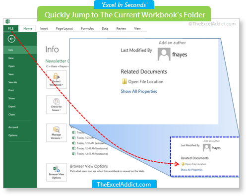Quickly Jump to The Current Workbook's Folder