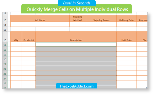 Quickly Merge Cells on Multiple Individual Rows