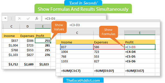 Show Formulas And Results Simultaneously