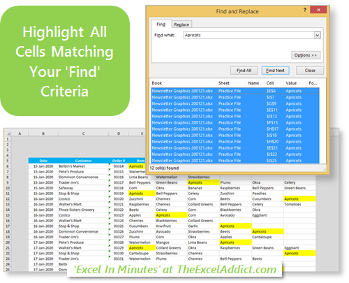 Highlight All Cells Matching Your 'Find' Criteria