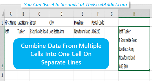 Combine Data From Multiple Cells Into One Cell On Separate Lines