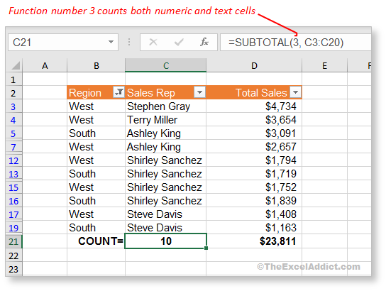 Microsoft Excel Tips Count Or Sum Only Cells That Are Visible 8275