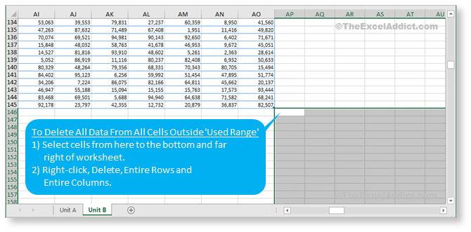 Delete All Cells Outside Used Range in Microsoft Excel 2007 2010 2013 2016 365 2019