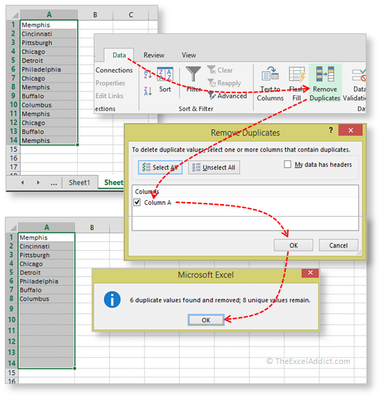 Extract Unique Items Remove Duplicates 2 in Microsoft Excel 2007 2010 2013 2016 365