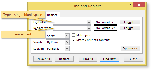 Find And Replace Remove Spaces in Microsoft Excel 2007 2010 2013 2016 365