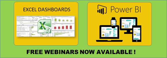 Free webinars on Excel Dashboards and Power BI 