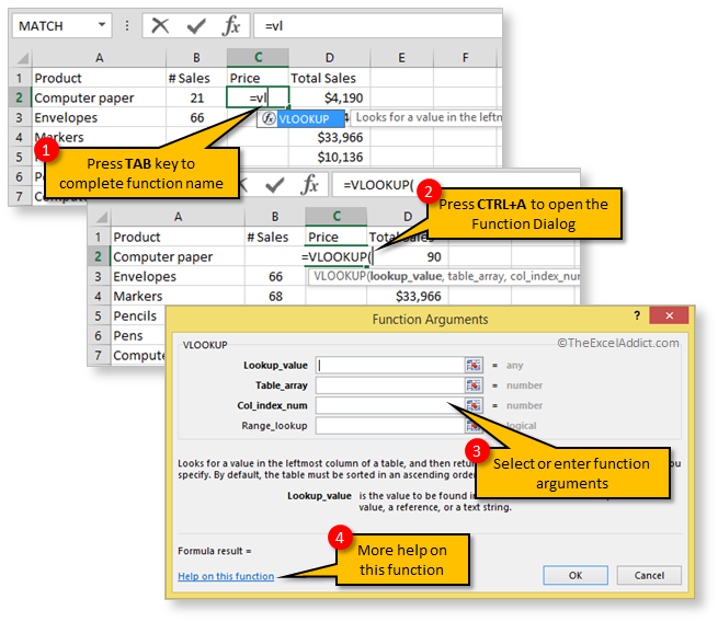 Help Entering Functions in Microsoft Excel 2007 2010 2013 2016 365