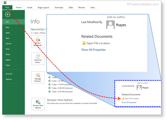 Open File Location in Microsoft Excel 2007 2010 2013 2016 365