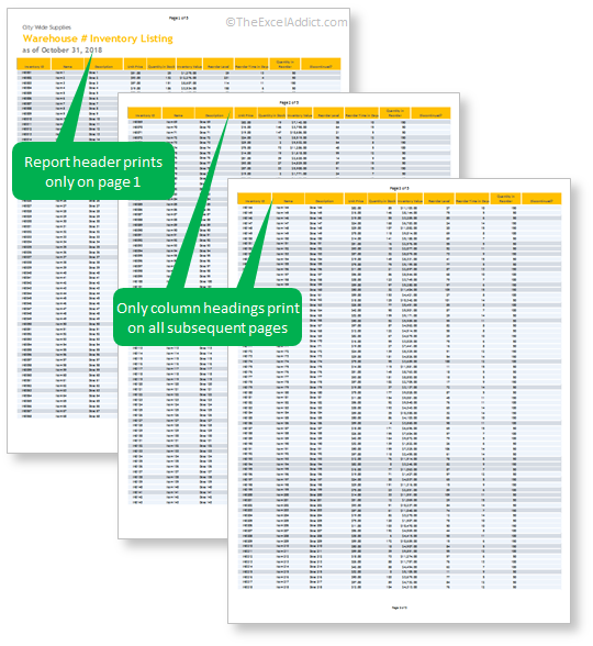 Print Report Heading Only On First Page in Microsoft Excel 2007 2010 2013 2016 365 2019