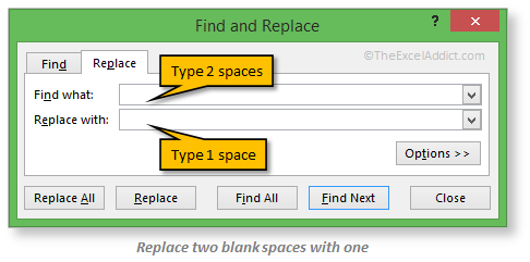Replace Two Blank Spaces With One in Microsoft Excel 2007 2010 2013 2016 2019 365