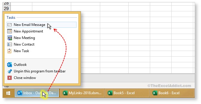 Right Click Taskbar Options in Microsoft Excel 2007 2010 2013 2016 2019 365