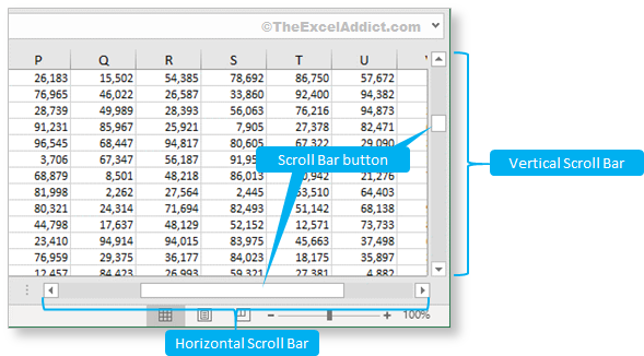 Scroll Bars And Button in Microsoft Excel 2007 2010 2013 2016 365 2019