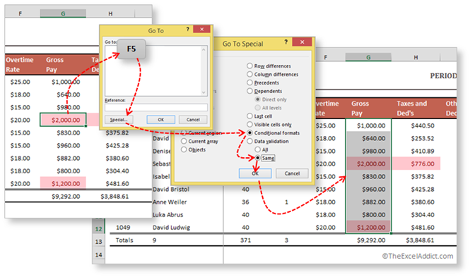 Select All Matching Conditional Formatted Cells in Microsoft Excel 2007 2010 2013 2016 365