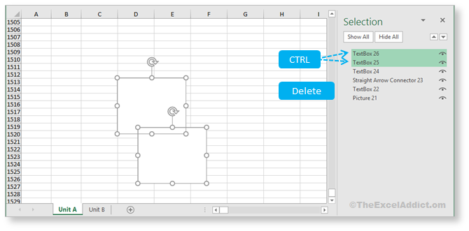 Select And Delete Objects Using Selection Pane in Microsoft Excel 2007 2010 2013 2016 365 2019