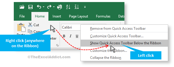 excel 2016 quick access toolbar gone