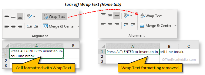 Turn Off Wrap Text in Microsoft Excel 2007 2010 2013 2016 2019 365