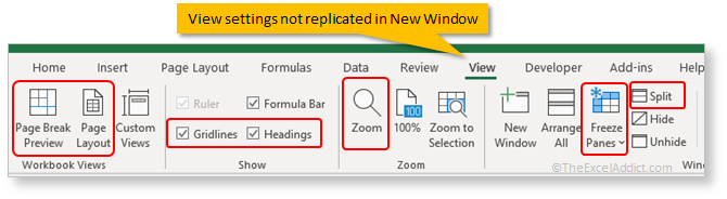 View Settings Missing In New Window in Microsoft Excel 2007 2010 2013 2016 2019 365